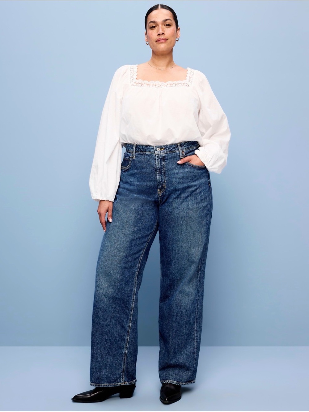 Old Navy High-Rise Wide-Leg Jeans - Dark Blue